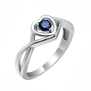 Christine Promise Ring Heart Engagement Women Silver Cz Ginger Lyne - September Blue,6