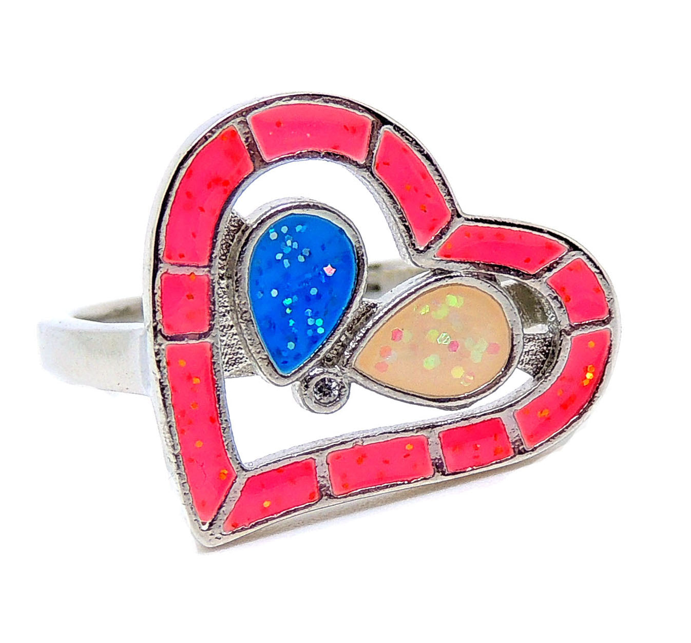 Heart Statement Ring Created Opal Multi Colored Ring Women Ginger Lyne Collection - 7