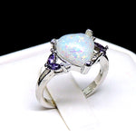 Load image into Gallery viewer, Milana Statement Ring Purple Cz Heart Fire Opal Women Girl Ginger Lyne - 10
