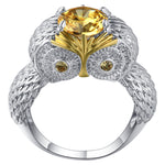 Load image into Gallery viewer, Owl Statement Ring Yellow White Gold Pl Cz Teacher Women Ginger Lyne - 8
