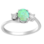 Load image into Gallery viewer, Addy Green Oval Opal Ring Sterling Silver Women Engagement Ginger Lyne - Green,6

