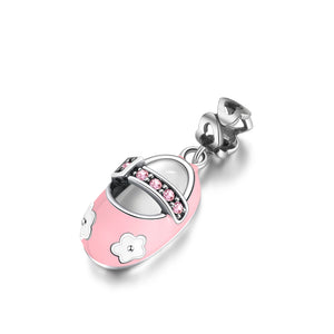 Baby Shoe Charm European Bead CZ Sterling Silver Ginger Lyne Collection - Blue