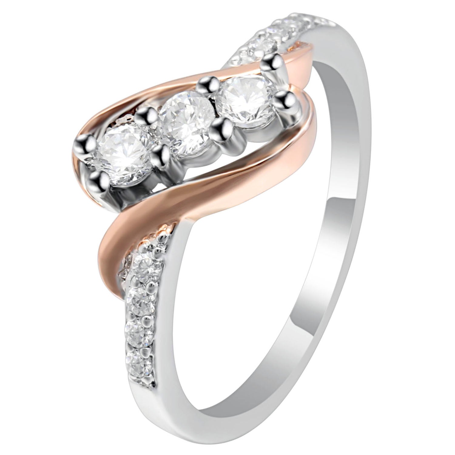 Bianca 3 stone Engagement Wedding Ring Women Two-tone Ginger Lyne - 10