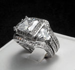 Load image into Gallery viewer, Dinah Bridal Set 3 pc Wedding Ring Band Princess Womens Ginger Lyne - 10
