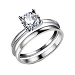 Load image into Gallery viewer, Envy Bridal Set Solitaire Engagement Ring Wedding Band Sterling Silver Ginger Lyne - 10
