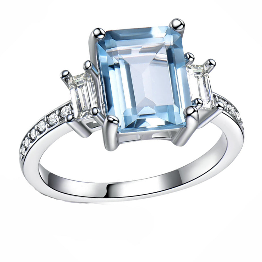 Ruthana Engagement Ring Created Blue Topaz Silver Womens Ginger Lyne Collection - 8