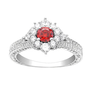 Selena Engagement Ring Sterling Silver Red Cz Cluster Womens Ginger Lyne - Red,10