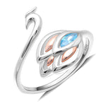 Load image into Gallery viewer, Swan Wrap Ring Sterling Silver Blue Cubic Zirconia Womens Ginger Lyne - 8
