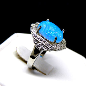 Gianna Statement Ring Oval Shape Blue Fire Opal Womens Ginger Lyne Collection - 10