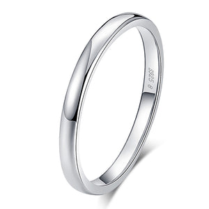 Wedding Band Ring for Men or Women Plain 2mm Sterling Silver Ginger Lyne Collection - 6