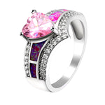 Load image into Gallery viewer, Majestic Heart Cz Promise Ring Created Fire Opal Girl Women Ginger Lyne - Green,10
