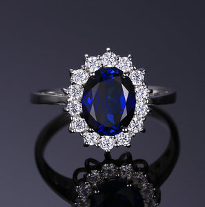 Kate Sterling Silver Cz Birthstone Engagement Ring Women Ginger Lyne - Blue,10