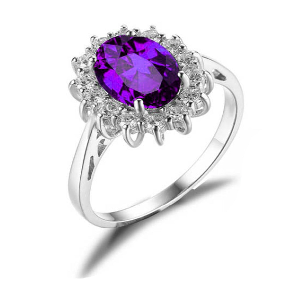 Kate Sterling Silver Cz Birthstone Engagement Ring Women Ginger Lyne - Purple,9