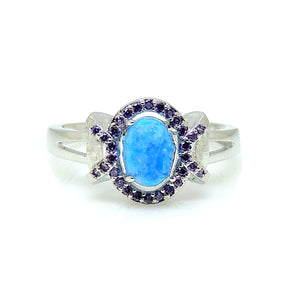Cheyna Statement Ring Blue Fire Opal Purple CZ Ginger Lyne Collection - 5