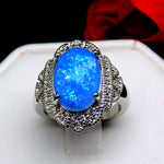 Load image into Gallery viewer, Gianna Statement Ring Oval Shape Blue Fire Opal Womens Ginger Lyne - 10
