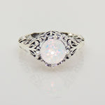 Load image into Gallery viewer, Fran Statement Ring 8mm Fire Opal Antiqued Filigree Womens Ginger Lyne - 10
