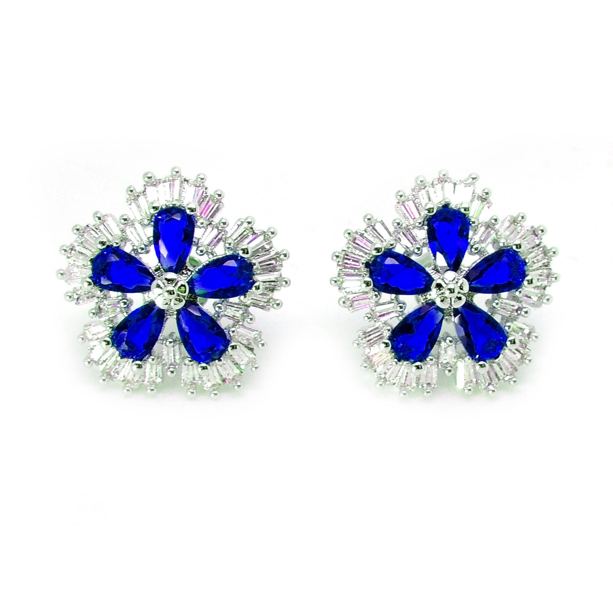 Camran Blue Stud Earrings Women Cubic Zirconia Ginger Lyne Collection - Blue