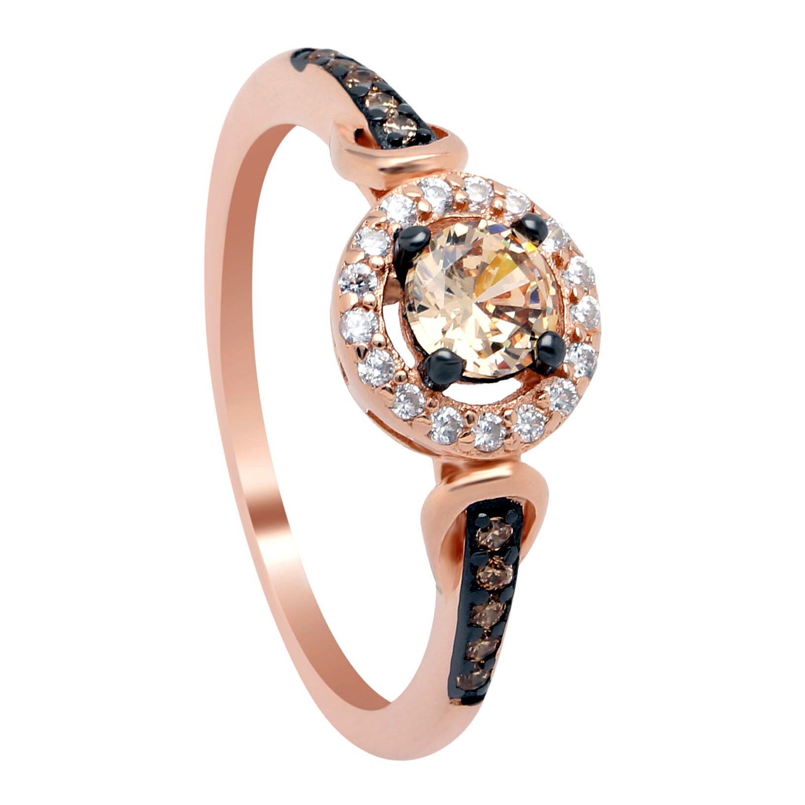 Tahisha Engagement Ring Chocolate Cz Rose Silver Womens Ginger Lyne Collection - 12