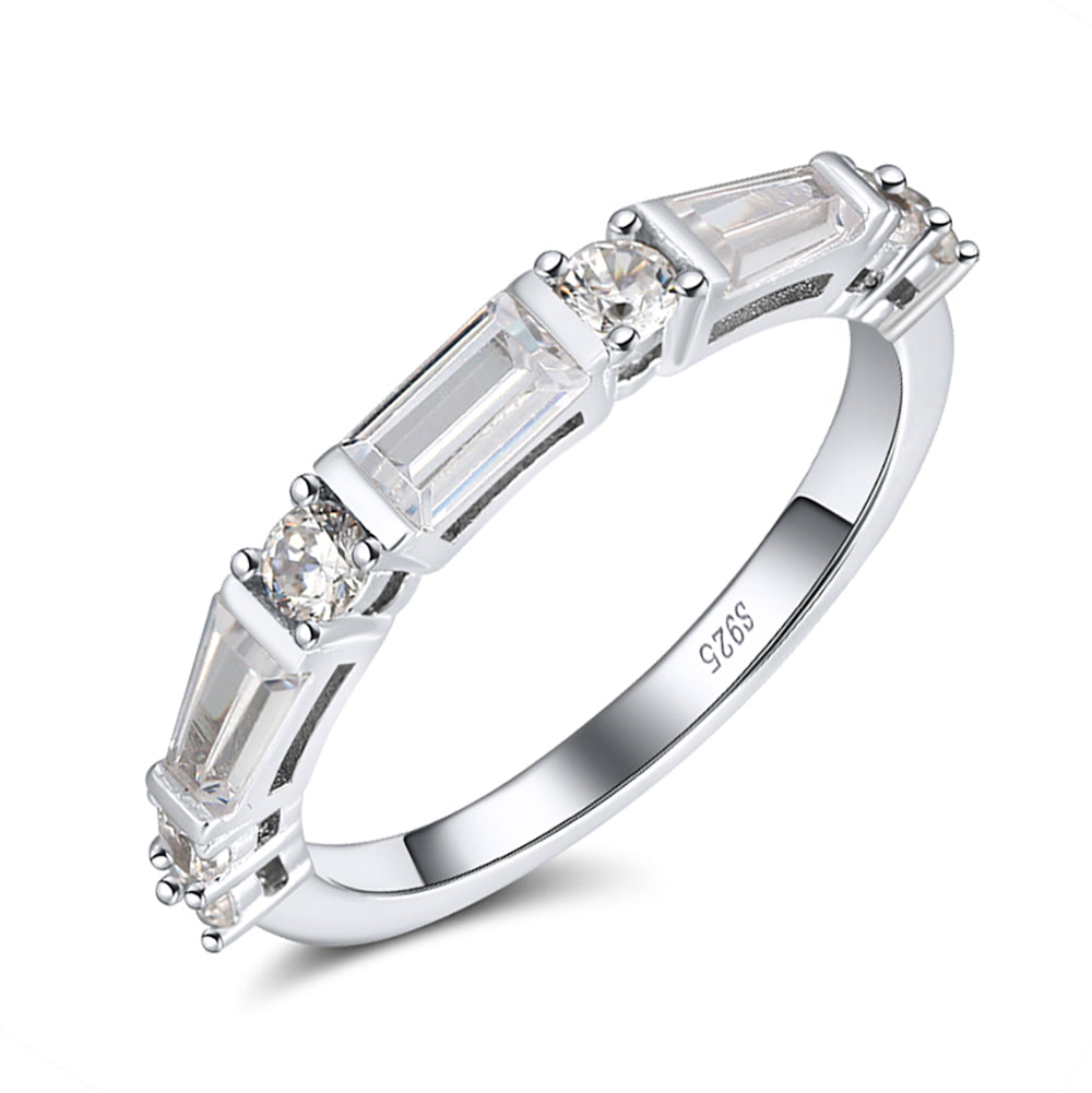 Baguette Cz Anniversary Band Ring Sterling Silver Womens Ginger Lyne - 11