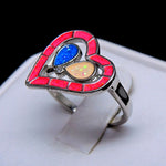 Load image into Gallery viewer, Heart Statement Ring Created Opal Multi Colored Ring Women Ginger Lyne Collection - 10
