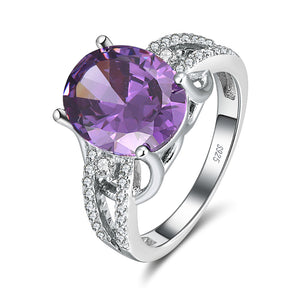 Engagement Statement Ring for Women Sterling Silver Purple CZ Ginger Lyne Collection - 8