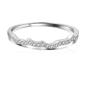 Versia Wedding Band Ring Sterling Silver Cz Scallop Bridal Womens Ginger Lyne - 10