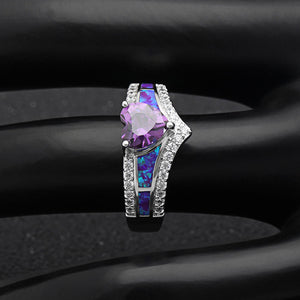 Majestic Heart Cz Promise Ring Created Fire Opal Girl Women Ginger Lyne - Green,10