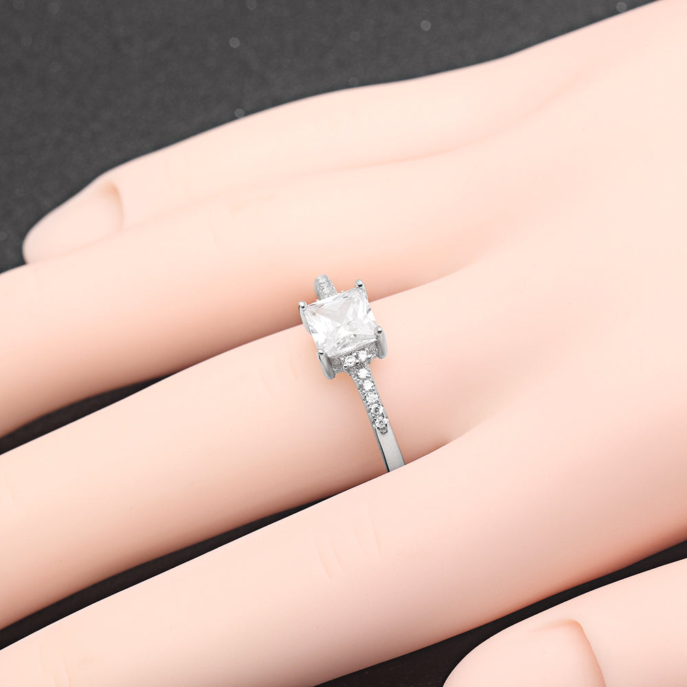 Morgan Engagement Ring Princess Cz Sterling Silver Women Ginger Lyne Collection - 10