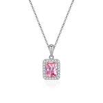 Load image into Gallery viewer, Halo Pendant Necklace for Women Sterling Silver Pink CZ Ginger Lyne Collection - Pink
