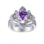 Load image into Gallery viewer, Violet Statement Ring Flower Purple Cz Wgold Plated Womens Ginger Lyne - 7

