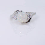 Load image into Gallery viewer, Oneonta Statement Ring Created Fire Opal Clear Cz Womens Ginger Lyne - 11
