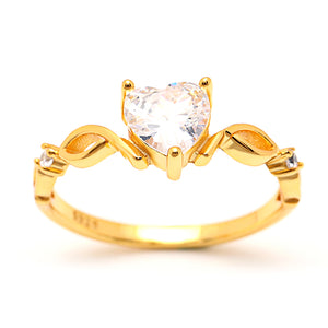 Allie Engagement Ring Cz Heart Gold Sterling Silver Women Ginger Lyne - Gold,7