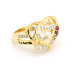 Load image into Gallery viewer, Mom Heart Ring Cz Gold Plated Engraved to Mom With Love Womens Ginger Lyne Collection - Gold,10
