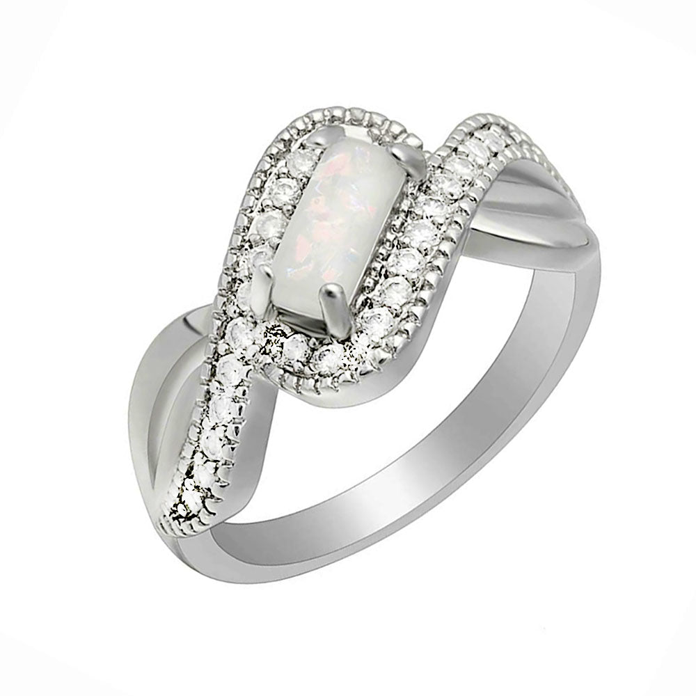 Rio Statement Ring Cz Fire Opal White Gold Plated Womens Ginger Lyne - 8