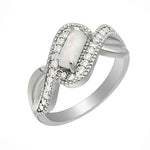 Load image into Gallery viewer, Rio Statement Ring Cz Fire Opal White Gold Plated Womens Ginger Lyne - 10
