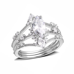 Christabella Marquise Bridal Ring Set Sterling Silver Women Ginger Lyne - 9