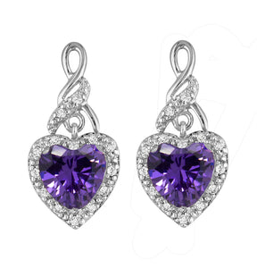 Heart Shape Purple Cz Drop Stud Earrings Womens Ginger Lyne Collection - Purple