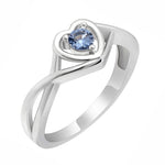 Load image into Gallery viewer, Christine Promise Ring Heart Engagement Women Silver Cz Ginger Lyne - December-Blue,10
