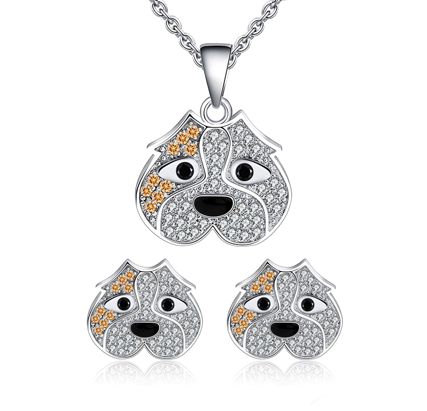 Pitbull Dog Necklace or Earrings Sterling Silver Cz Pendant Ginger Lyne - Necklace