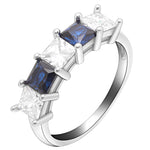 Load image into Gallery viewer, Katie Anniversary Band Ring Sterling Silver Blue CZ Womens Ginger Lyne - 12
