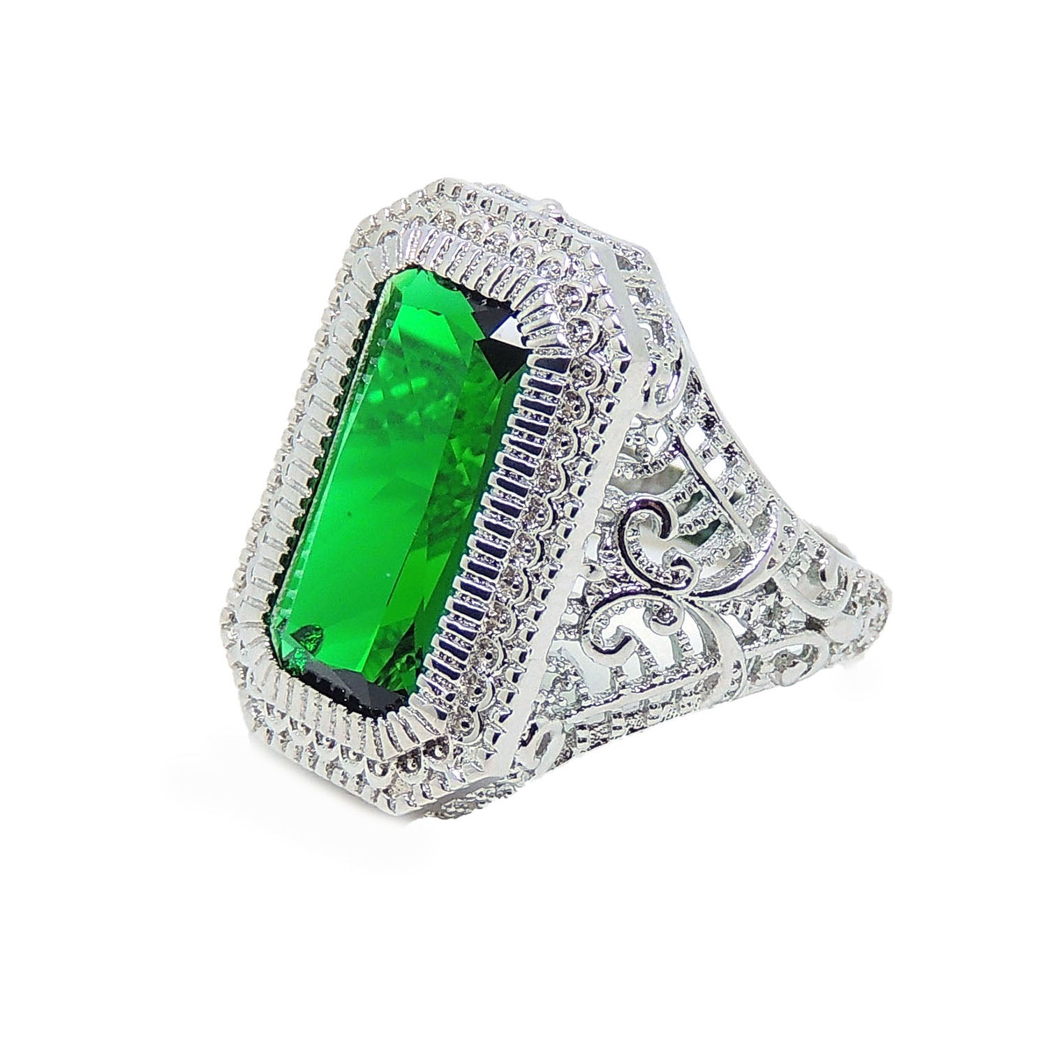 Dahlia Statement Ring Womens Green Emerald Cubic Zirconia Ginger Lyne - 9