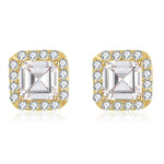 Load image into Gallery viewer, Square Halo Stud Earrings Cz Gold Sterling Silver Womens Ginger Lyne - Yellow Gold

