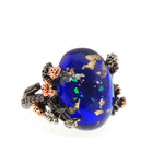 Load image into Gallery viewer, Henrietta Fire Opal Ring Tree Branch Flower Promise Womens by Ginger Lyne - Blue,10
