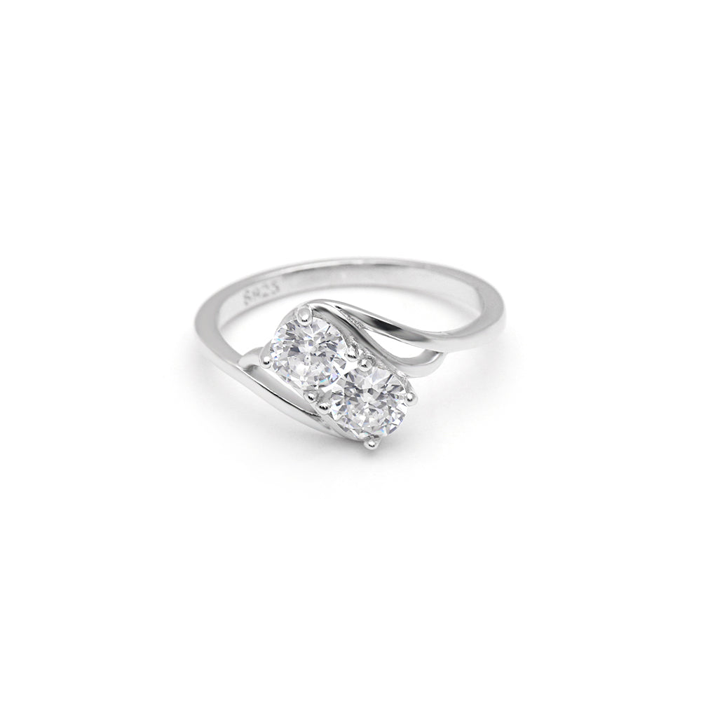 Giulia Engagement Ring Sterling Silver Cz 2 Stone Womens Ginger Lyne - 5