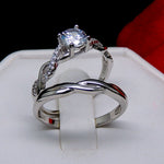 Load image into Gallery viewer, Queena Bridal Set Engagement Ring Cz Sterling Silver Women Ginger Lyne - 10
