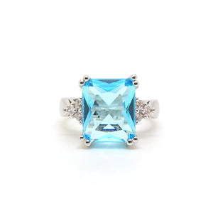 Bendi Ring Emerald Cut Blue Cubic Zirconia Women Statement Ginger Lyne - 6