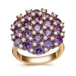 Load image into Gallery viewer, Womens Statement Ring Purple Clear Cz Rose Gold Plated Ginger Lyne Collection - 7
