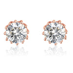 Load image into Gallery viewer, Crown Stud Earrings 8mm Round Cz Sterling Silver Womens by Ginger Lyne - Rose Gold
