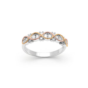 Courtney Rose Gold Sterling Silver Cz Anniversary Band Ring Ginger Lyne - 5