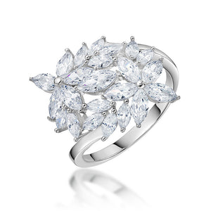 Shai Lynn Engagement Ring Marquise Flower Silver Cz Womens Ginger Lyne - 8
